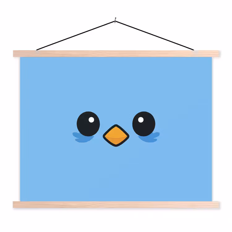 Schoolplaat - Vogel - Blauw - Eenvoudig — 1
