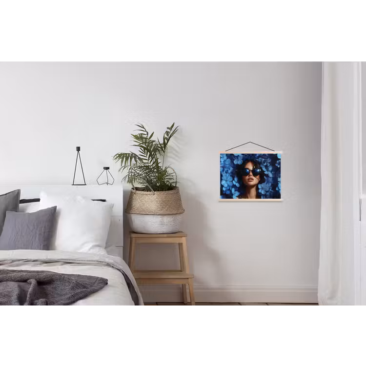 Schoolplaat - Vrouw - Blauw - Bloemen - Vlinders - Natuur — 2