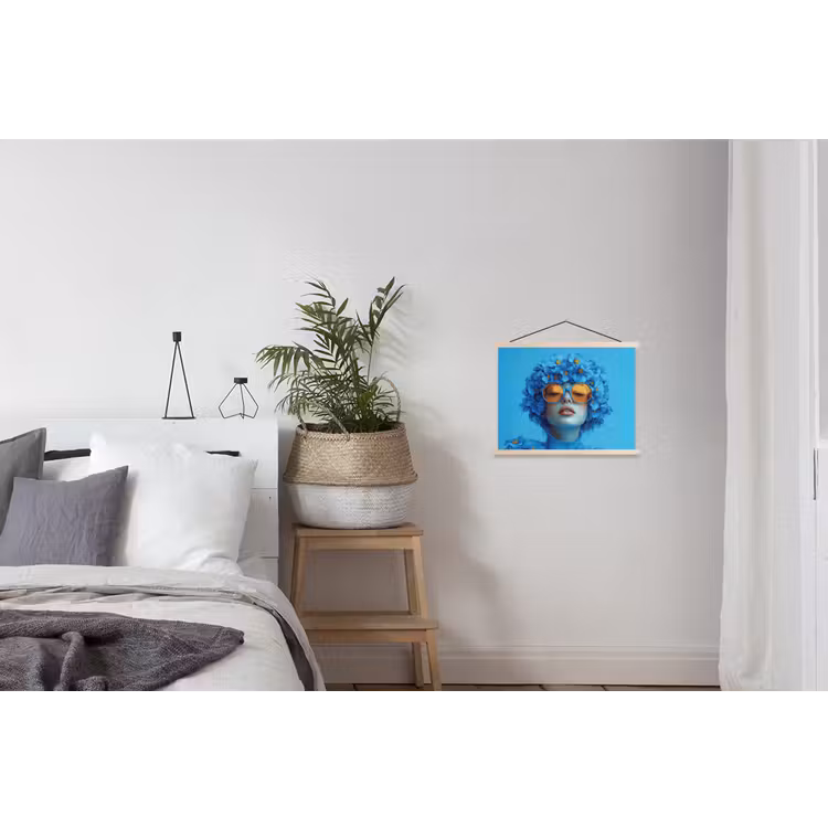 Schoolplaat - Vrouw - Bloem - Blauw - Modern - Bril - Portret — 2