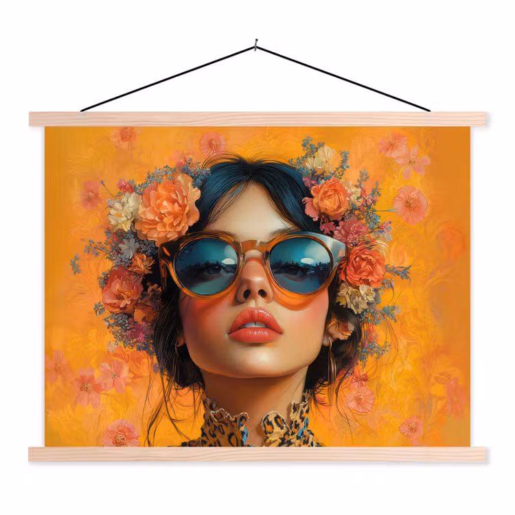 Schoolplaat - Vrouw - Bloemen - Aesthetic - Oranje — 1