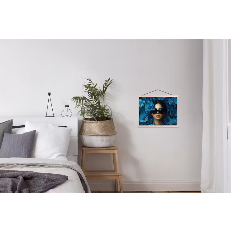 Schoolplaat - Vrouw - Bloemen - Blauw - Aesthetic - Luxe — 2