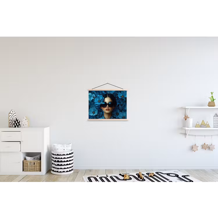 Schoolplaat - Vrouw - Bloemen - Blauw - Aesthetic - Luxe — 3