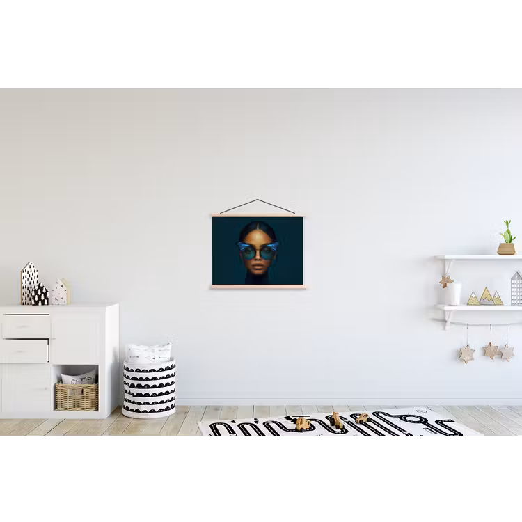 Schoolplaat - Vrouw - Vlinder - Bril - Blauw - Modern - Portret — 3