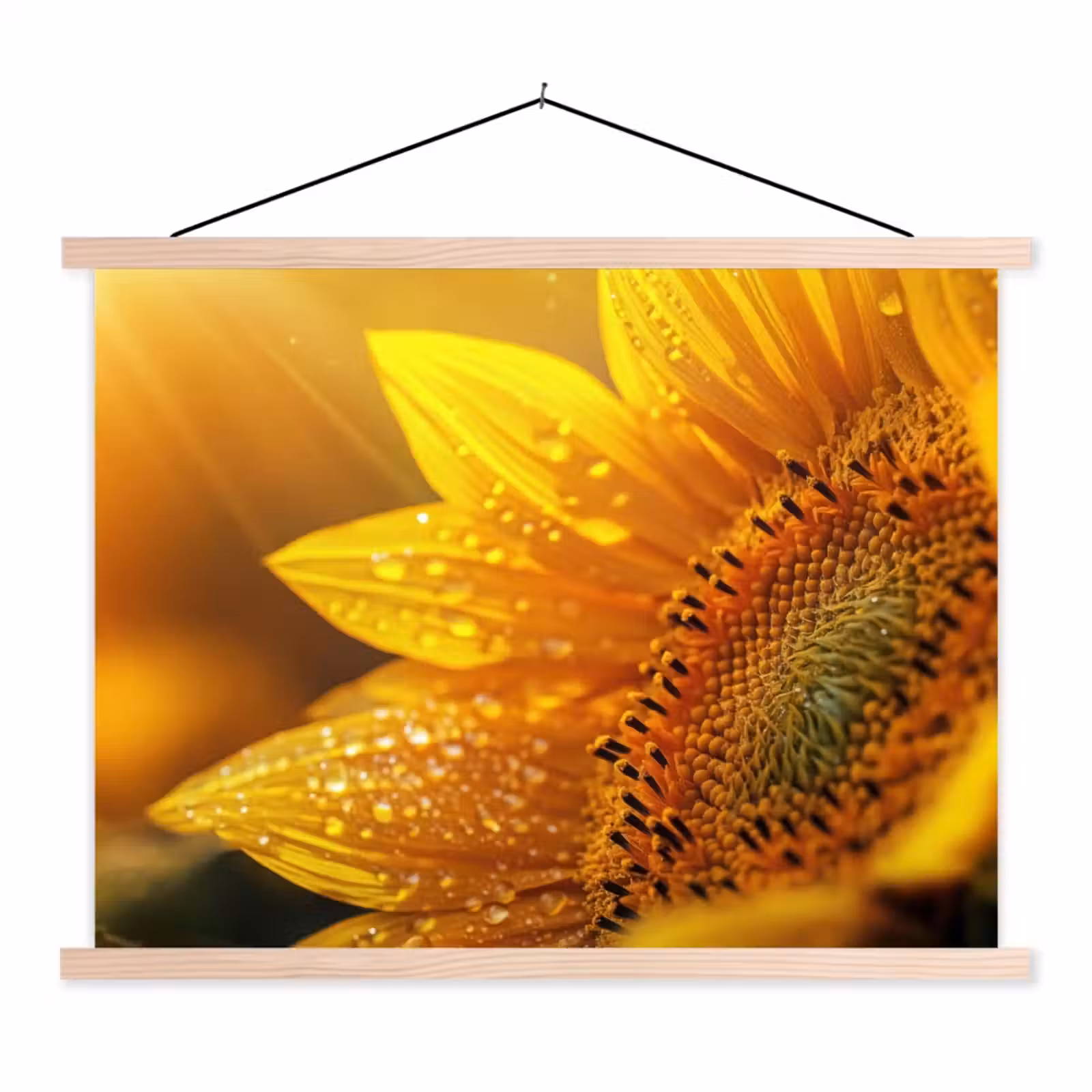 Schoolplaat - Zonnebloem - Dauwdruppels - Geel - Zonlicht — 1