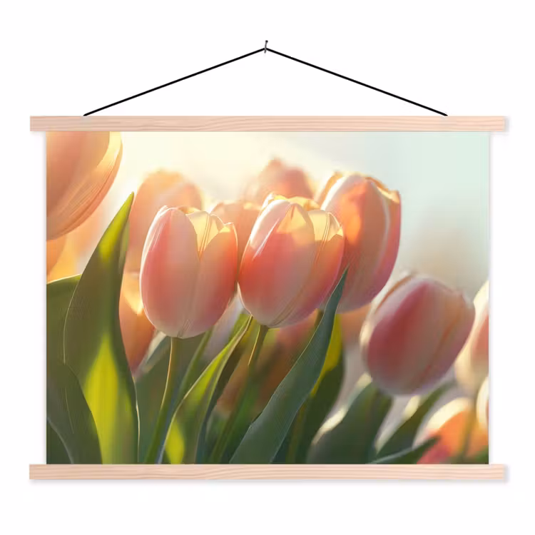Schoolplaat - Tulpen - Roze - Zonnestralen — 1