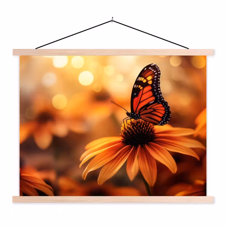 Schoolplaat - Vlinder - Bloemen - Oranje — 1