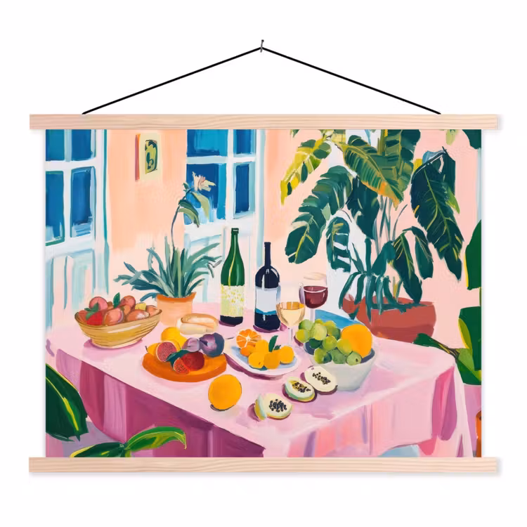 Schoolplaat - Tafel - Wijn - Fruit — 1