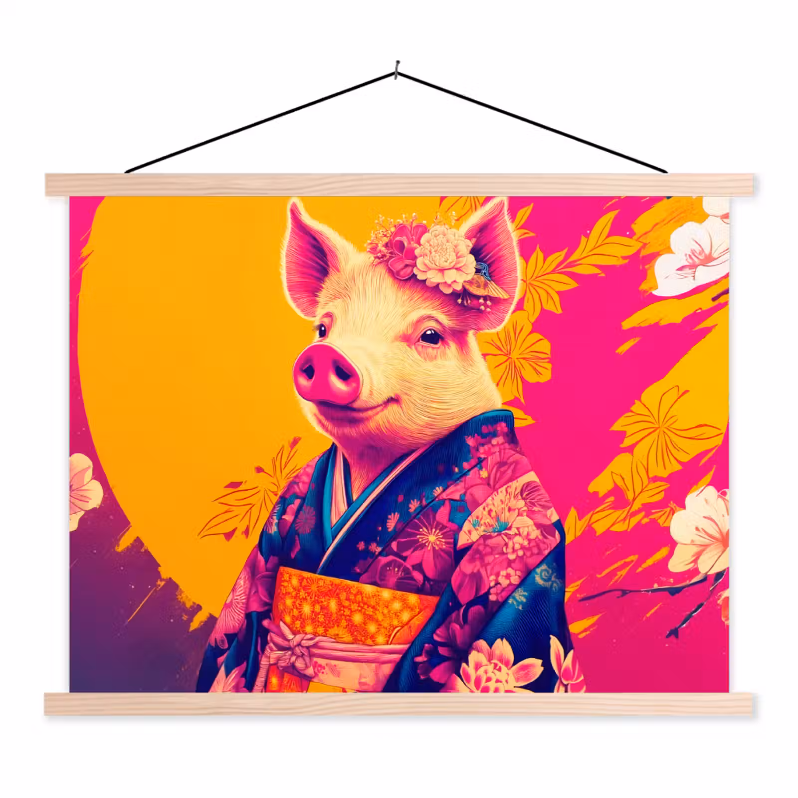 Schoolplaat - Varken - Bloemkroon - Kimono - Abstract — 1
