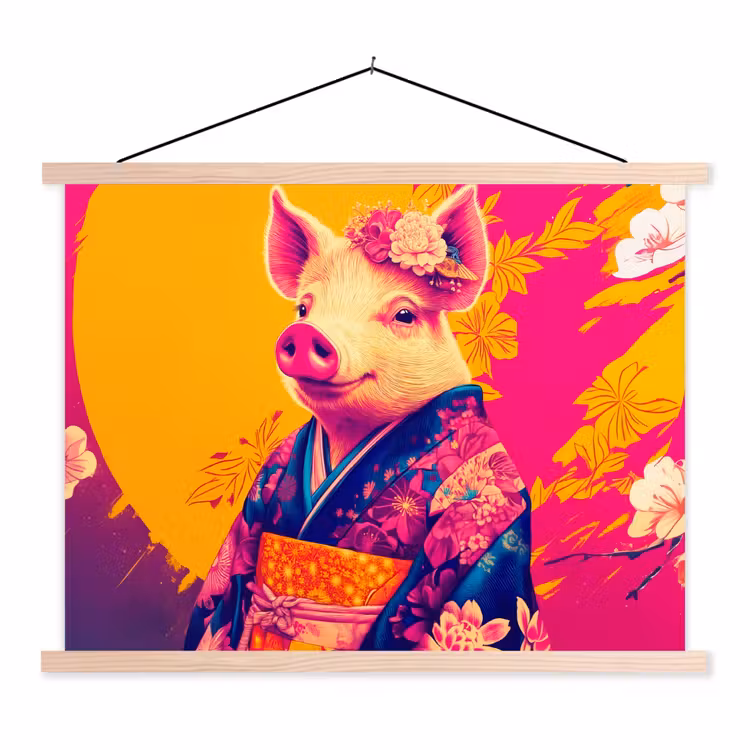 Schoolplaat - Varken - Bloemkroon - Kimono - Abstract — 1