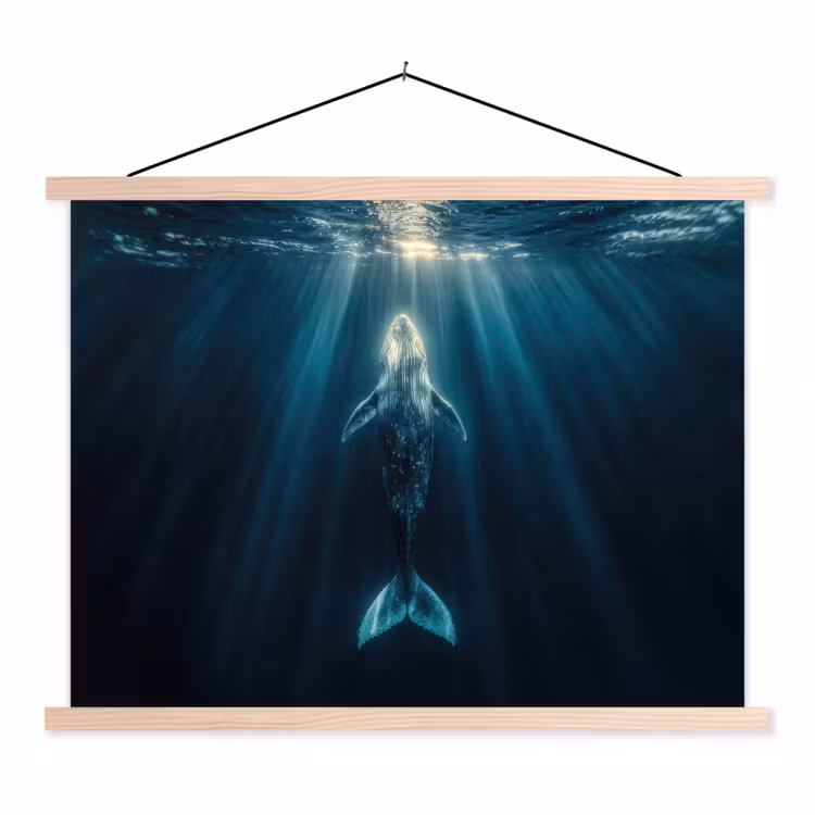 Schoolplaat - Walvis - Water - Zonnestralen - Blauw — 1