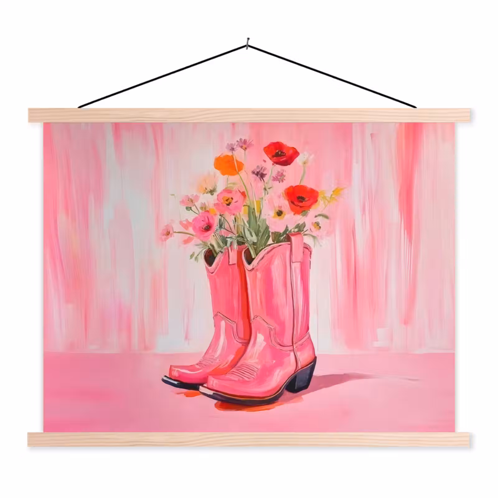 Schoolplaat - Roze - Bloemen - Cowboy — 1