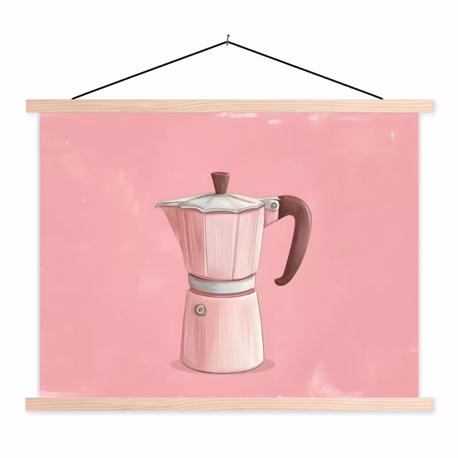 Schoolplaat - Roze - Mokkapot - Illustratie - Koffie — 1