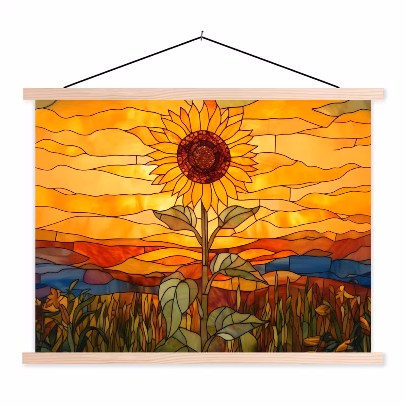 Schoolplaat - Zonnebloem - Mozaïek - Zonsondergang - Geel — 1
