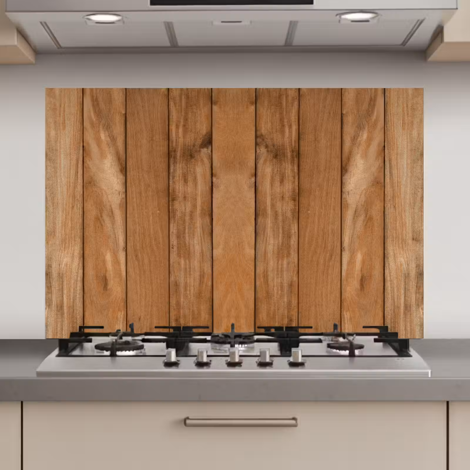 Spatscherm keuken - Hout - Naturel - Planken - Structuur — 1