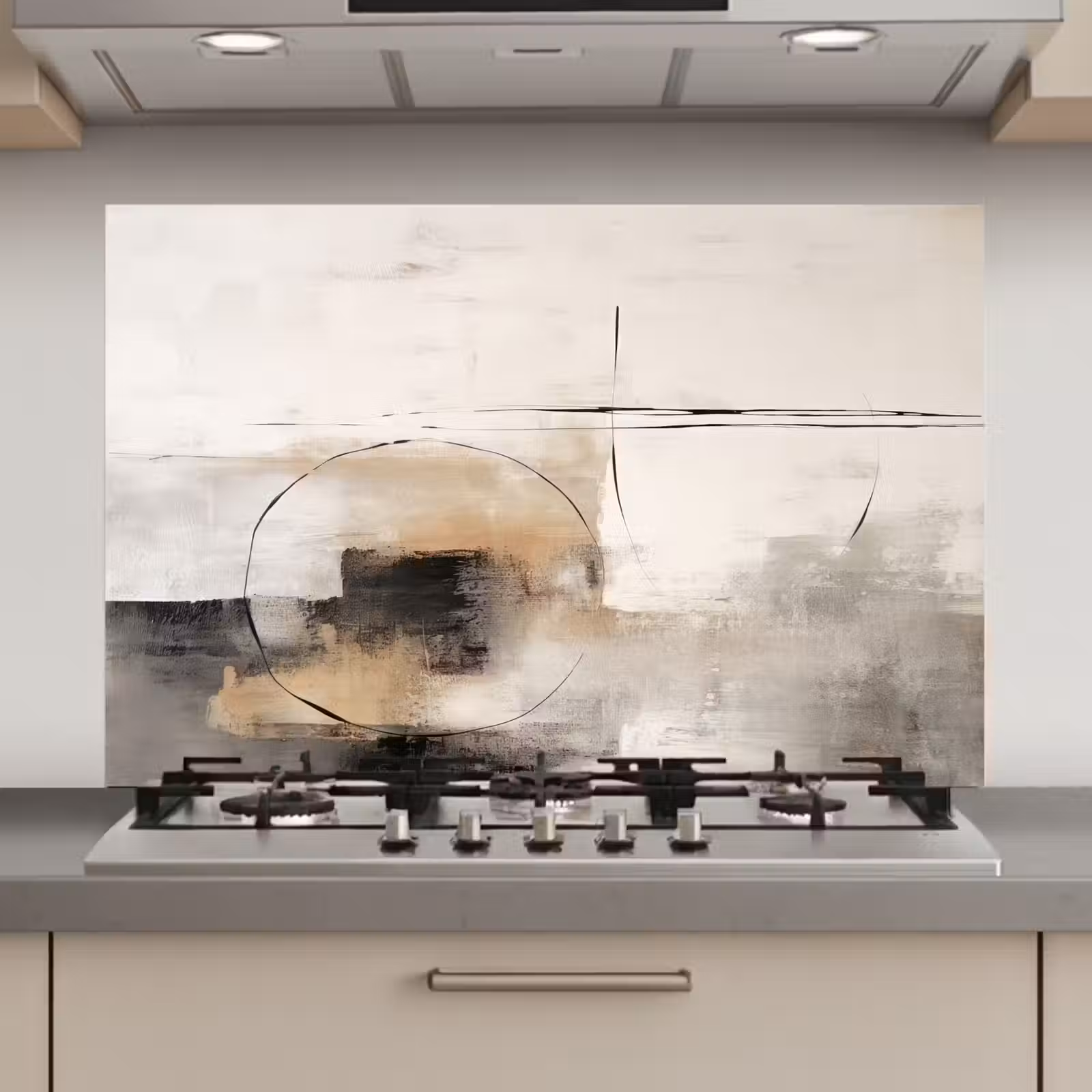 Spatscherm keuken - Kunst - Abstract - Grijs - Industrieel — 1