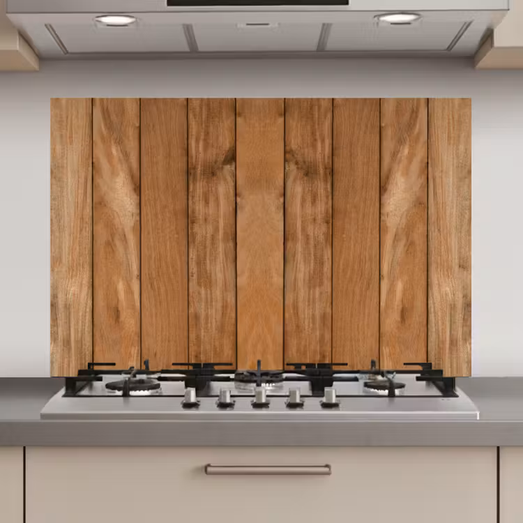 Spatscherm keuken - Hout - Naturel - Planken - Structuur — 1