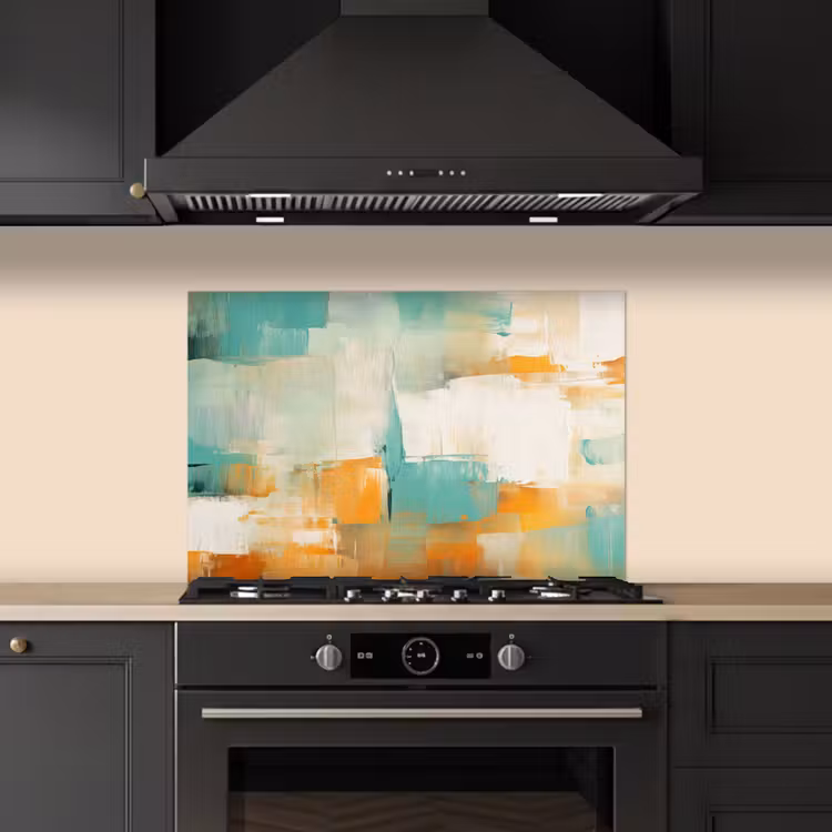 Spatscherm keuken - Kunst - Abstract - Blauw - Wit — 2