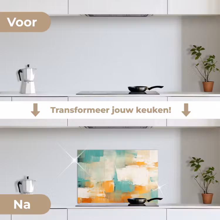 Spatscherm keuken - Kunst - Abstract - Blauw - Wit — 3