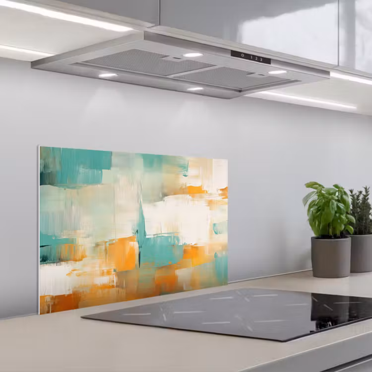 Spatscherm keuken - Kunst - Abstract - Blauw - Wit — 5