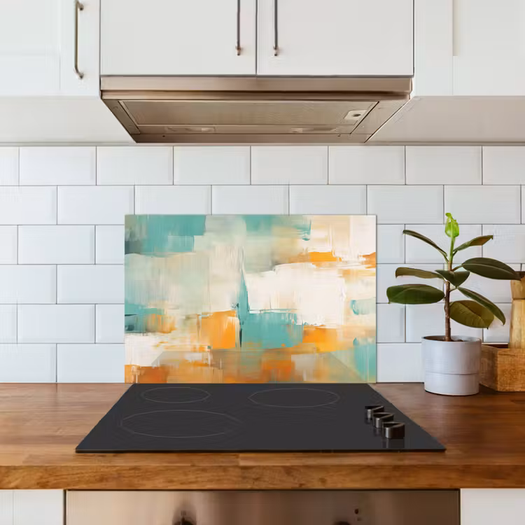 Spatscherm keuken - Kunst - Abstract - Blauw - Wit — 6