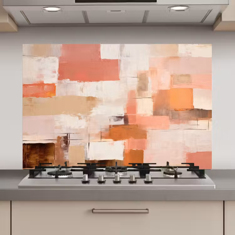 Spatscherm keuken - Kunst - Roze - Abstract — 1