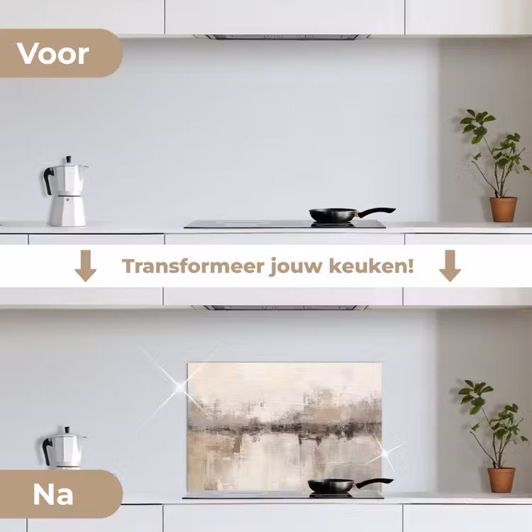 Spatscherm keuken - Moderne kunst - Abstract - Beige — 3