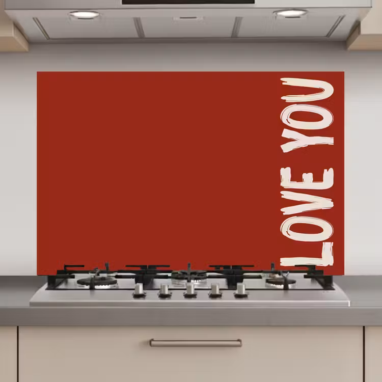 Spatscherm keuken - Schuin - Loveyou - Rood — 1