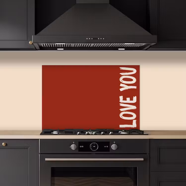 Spatscherm keuken - Schuin - Loveyou - Rood — 2