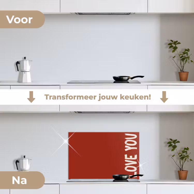 Spatscherm keuken - Schuin - Loveyou - Rood — 3