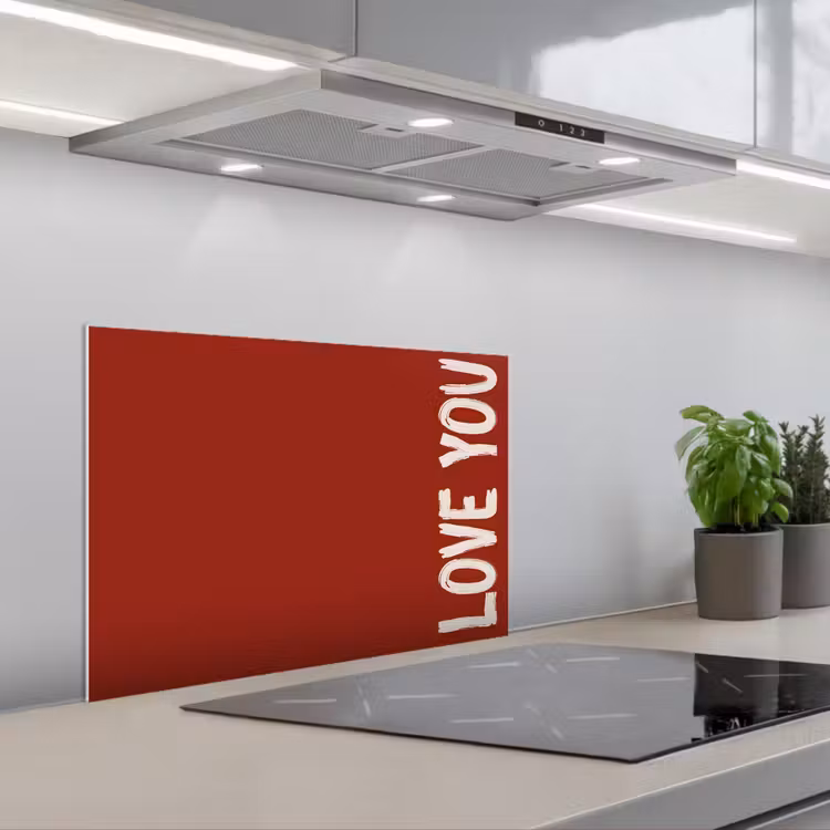 Spatscherm keuken - Schuin - Loveyou - Rood — 5