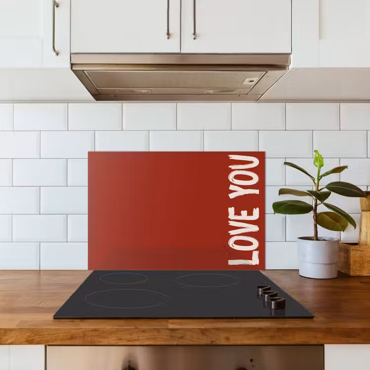 Spatscherm keuken - Schuin - Loveyou - Rood — 6
