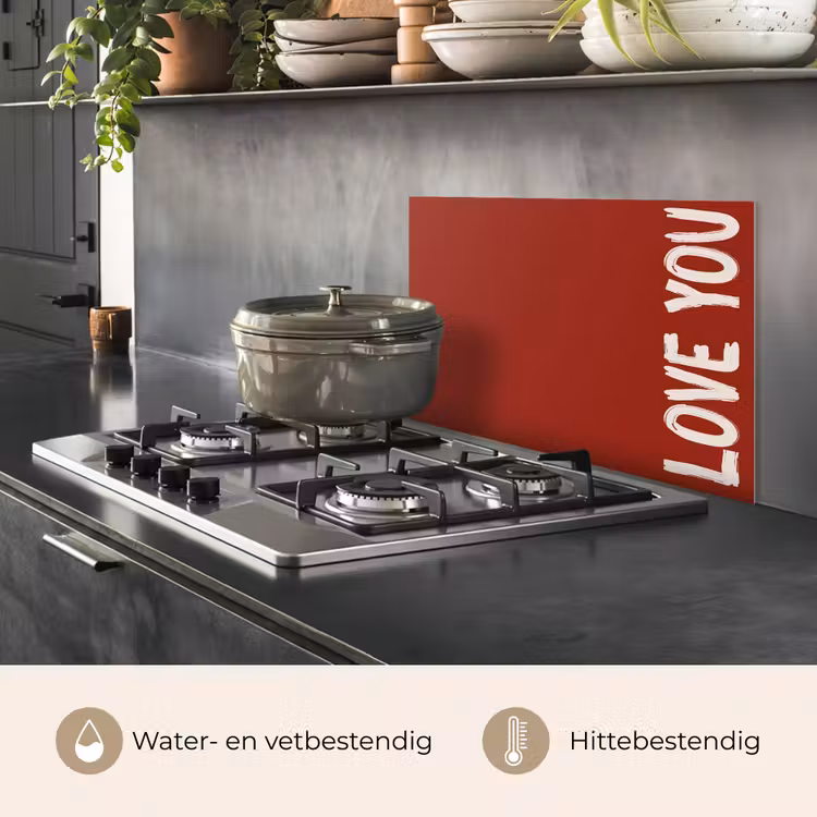 Spatscherm keuken - Schuin - Loveyou - Rood — 7