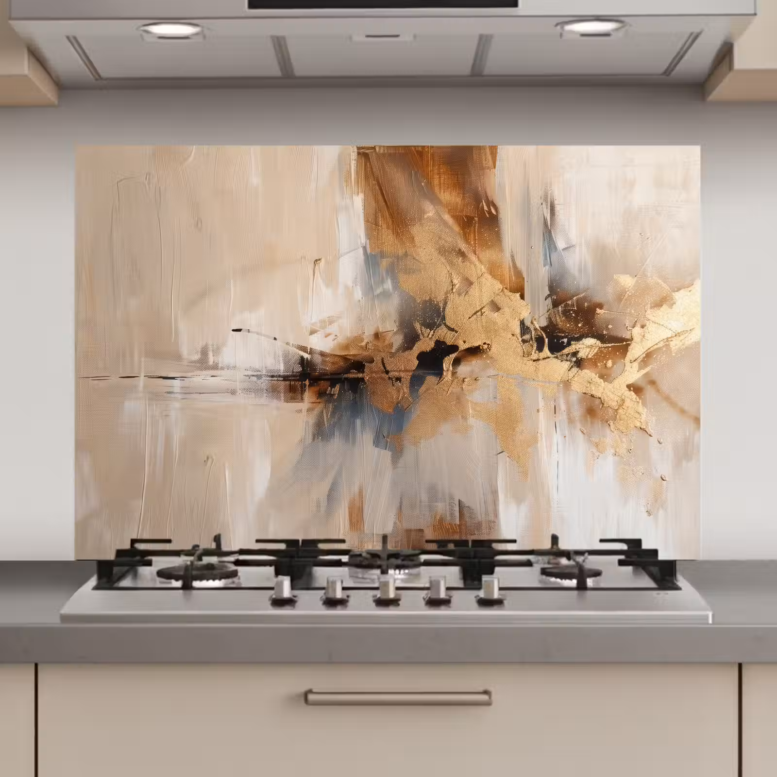 Spatscherm keuken - Modern - Bruin - Abstract - Beige — 1