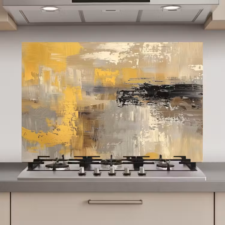 Spatscherm keuken - Abstract - Geel - Modern - Beige — 1