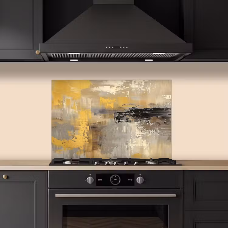 Spatscherm keuken - Abstract - Geel - Modern - Beige — 2