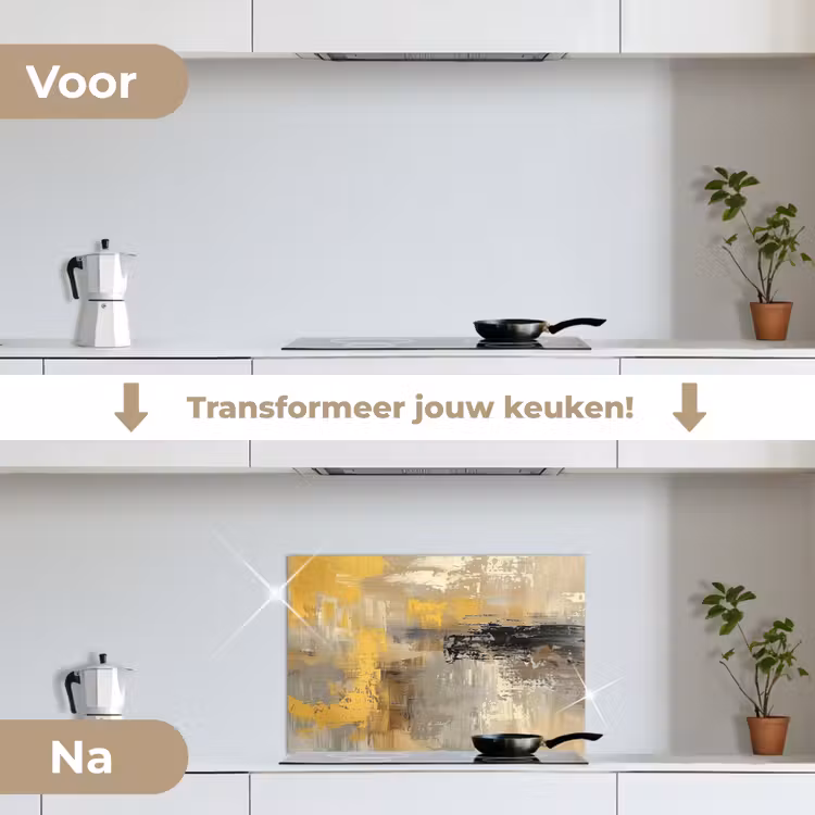 Spatscherm keuken - Abstract - Geel - Modern - Beige — 3