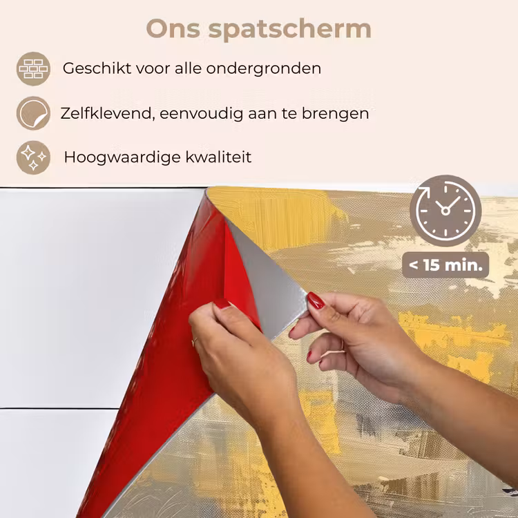 Spatscherm keuken - Abstract - Geel - Modern - Beige — 4
