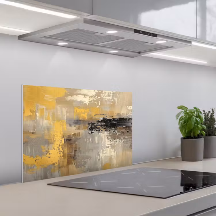 Spatscherm keuken - Abstract - Geel - Modern - Beige — 5