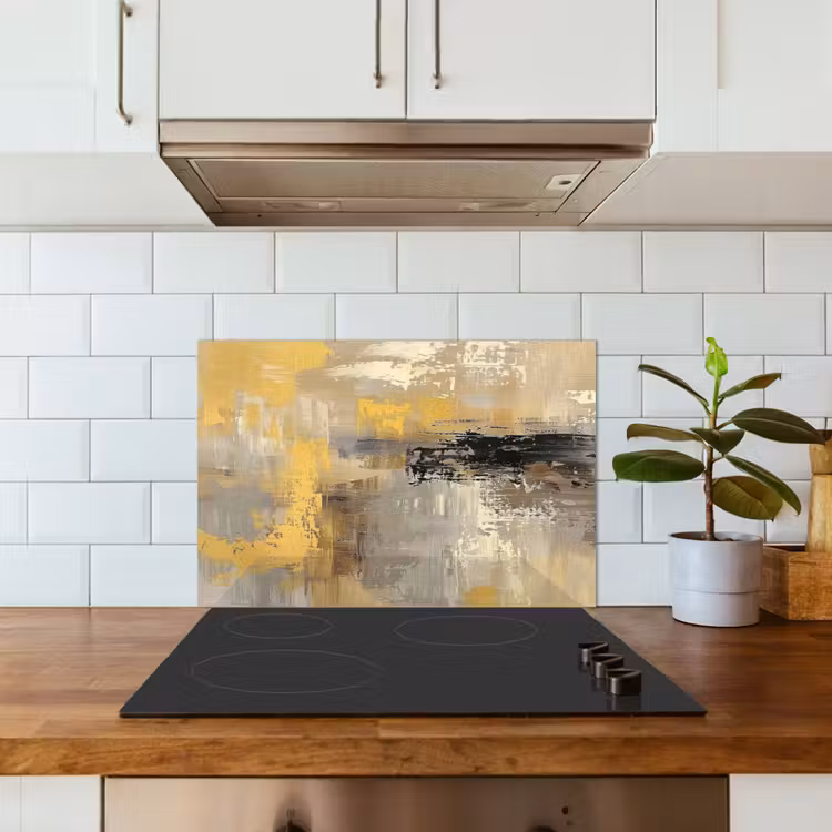 Spatscherm keuken - Abstract - Geel - Modern - Beige — 6