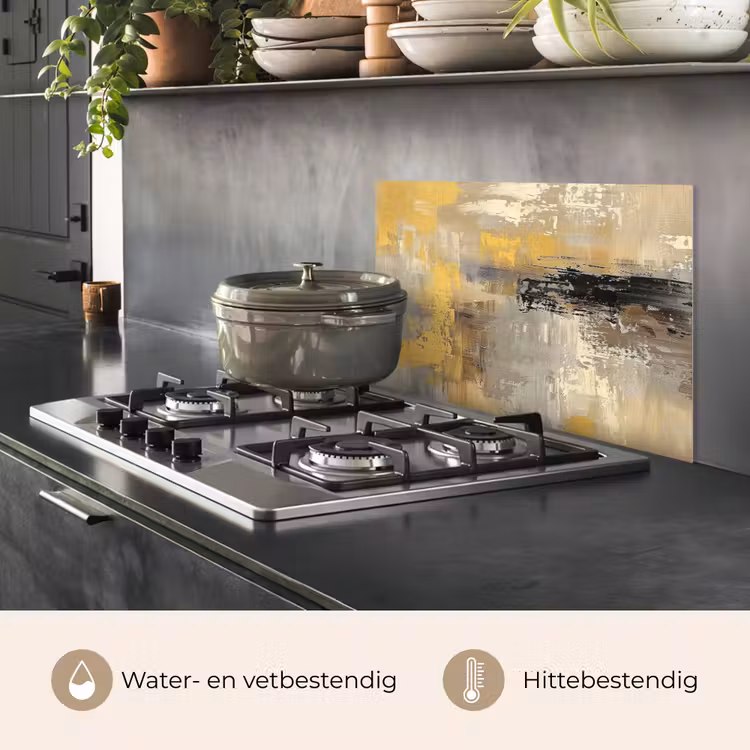 Spatscherm keuken - Abstract - Geel - Modern - Beige — 7