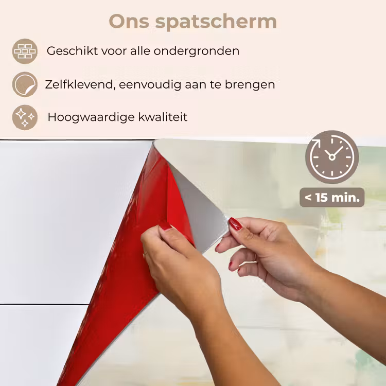 Spatscherm keuken - Abstract - Kunst - Wit - Groen - Modern — 4