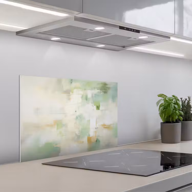 Spatscherm keuken - Abstract - Kunst - Wit - Groen - Modern — 5
