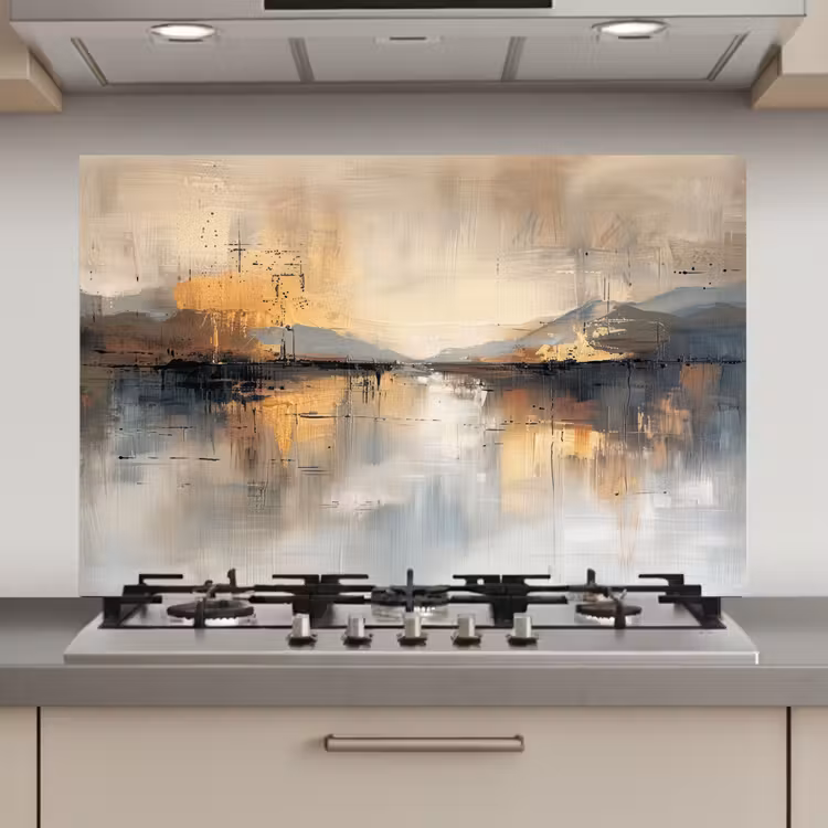 Spatscherm keuken - Abstract - Modern - Beige - Aesthetic - Goud — 1