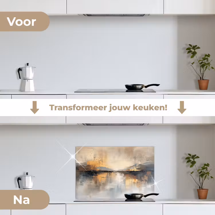 Spatscherm keuken - Abstract - Modern - Beige - Aesthetic - Goud — 3