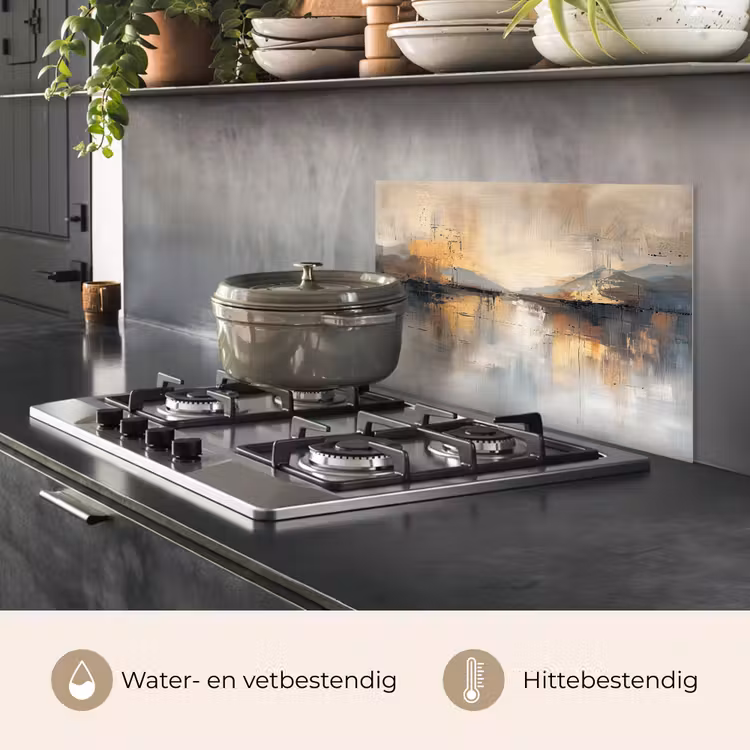 Spatscherm keuken - Abstract - Modern - Beige - Aesthetic - Goud — 7
