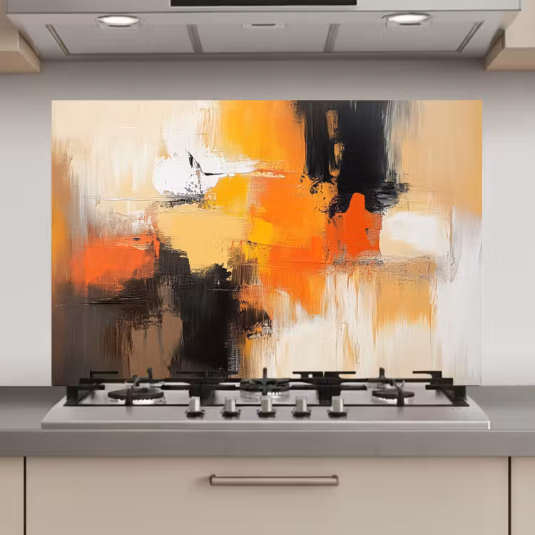 Spatscherm keuken - Abstract - Modern - Verflook - Herfst kleuren - Oranje — 1