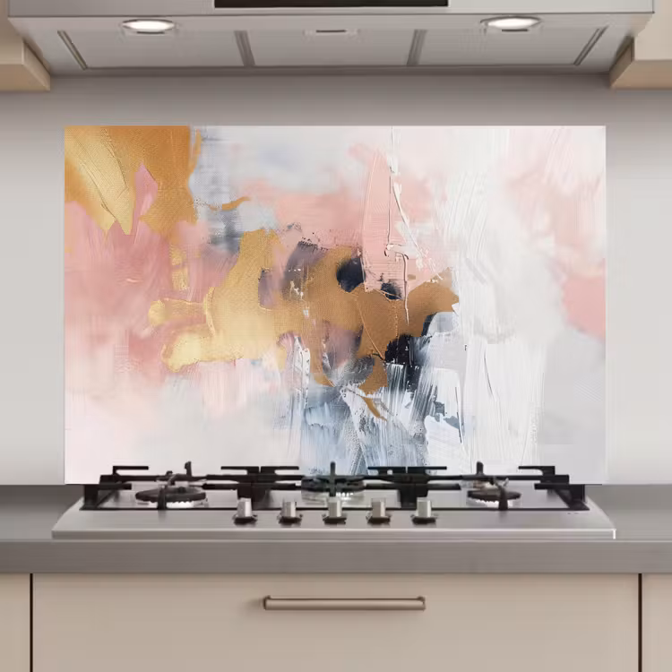 Spatscherm keuken - Abstract - Pastel kleuren - Goud - Modern - Aesthetic — 1