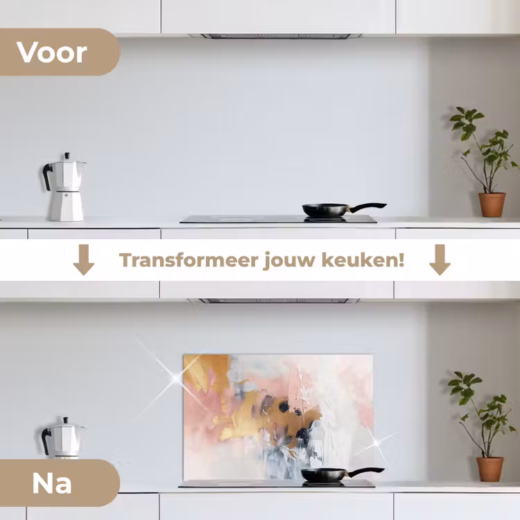 Spatscherm keuken - Abstract - Pastel kleuren - Goud - Modern - Aesthetic — 3