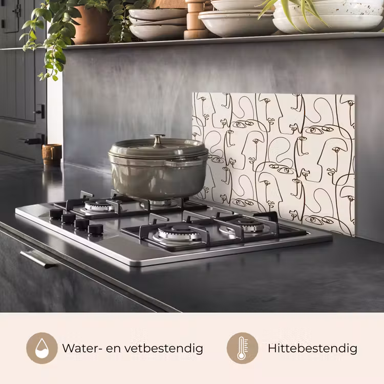 Spatscherm keuken - Beige - Gezicht - Lijnen - Bruin — 6