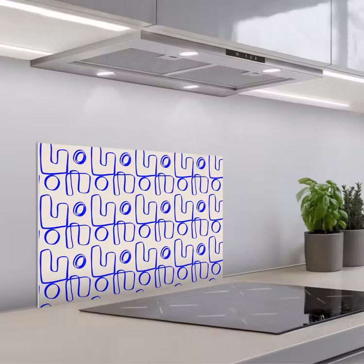 Spatscherm keuken - Blauw - Patroon - Beige - Abstract — 4